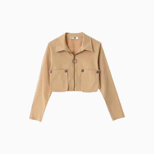 Pocket Detailed Zippered Crop Jacket 31317