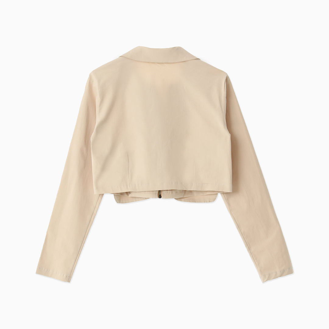 Pocket Detailed Zippered Crop Jacket 31317