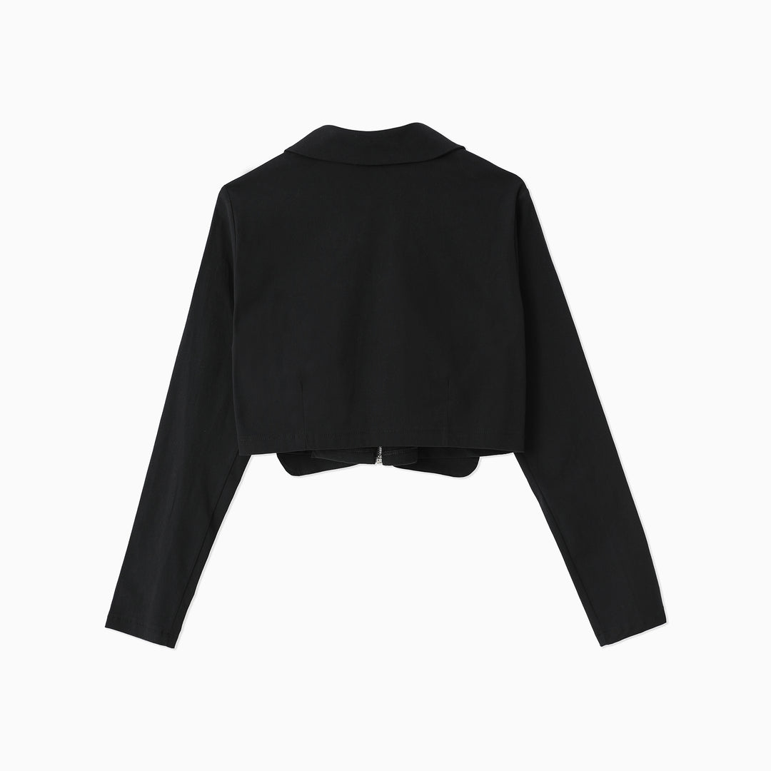 Pocket Detailed Zippered Crop Jacket 31317