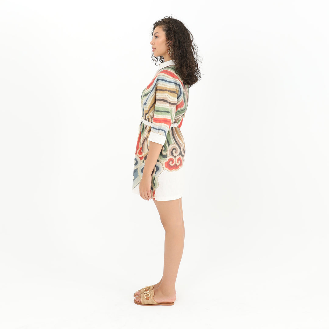 Stylish Print Button-Up Kimono 60831