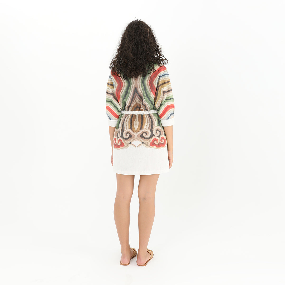 Stylish Print Button-Up Kimono 60831