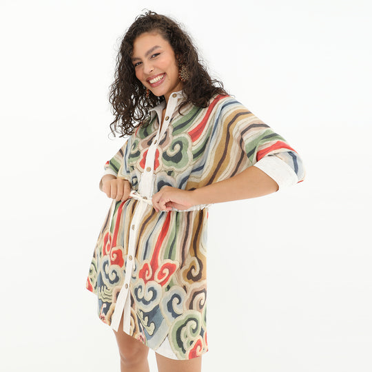 Stylish Print Button-Up Kimono 60831