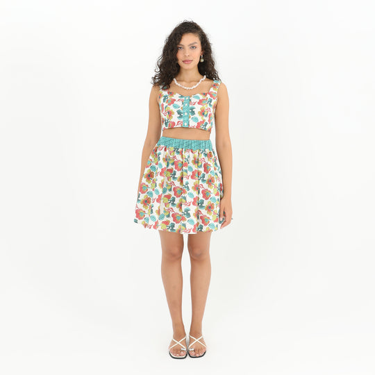 Floral Print Button Crop Top - Trendy and Comfortable