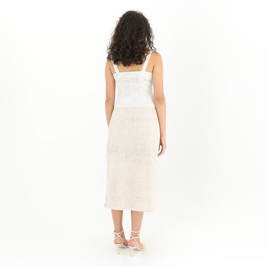 Back view of Tiles Print Button Up Crop Top - Available in XS, S, M, L
