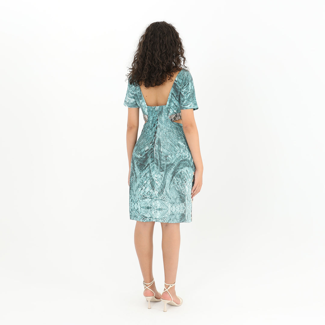 Coastal Print V-Neck Midi Dress 60882