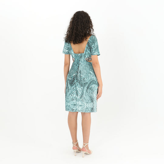 Coastal Print V-Neck Midi Dress 60882