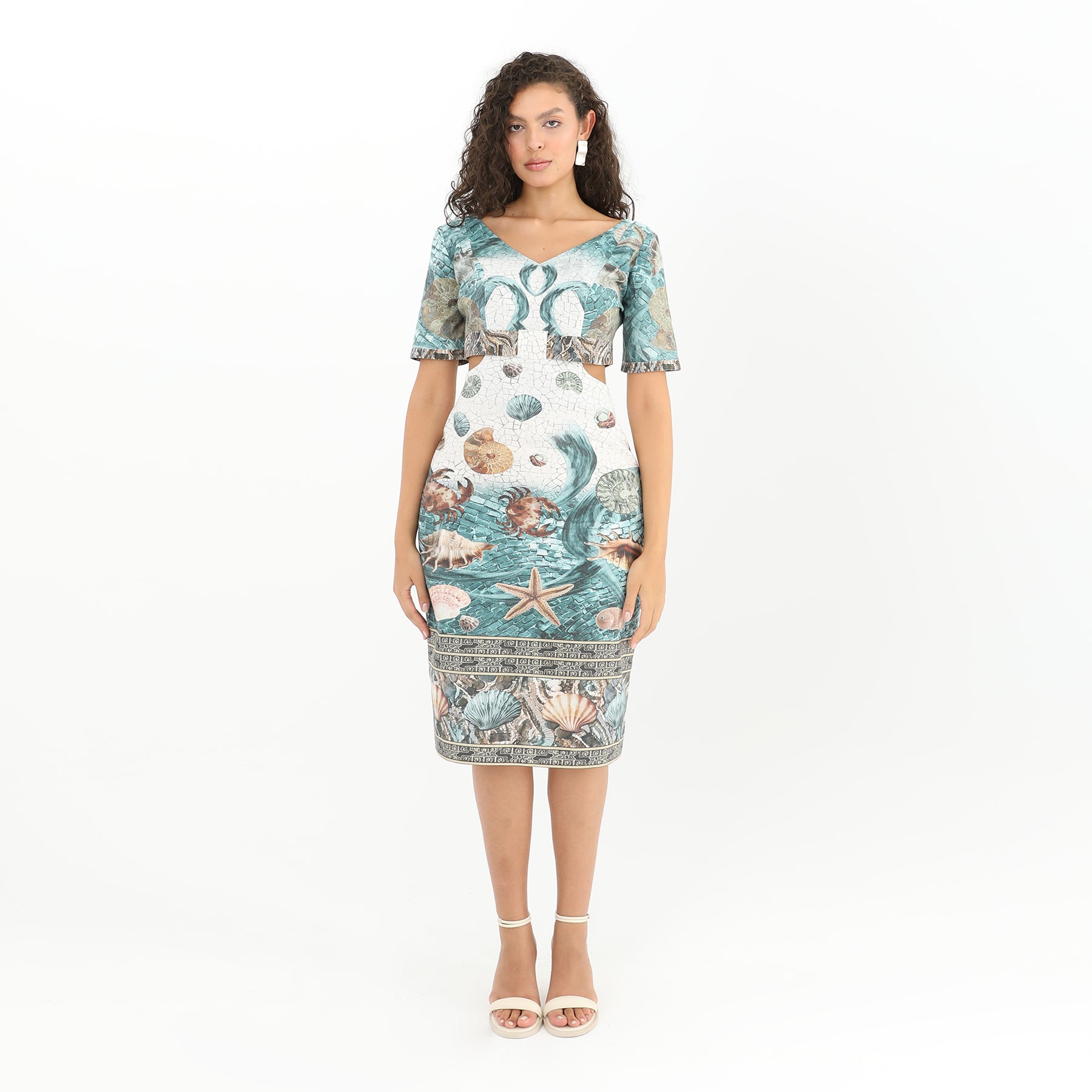 Coastal Print Side Cut-Out Midi Dress - Chic and Comfortable