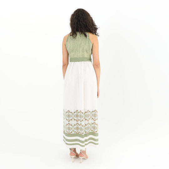 Back view of Tie Straps Belted Print Maxi Dress - Available in XS, S, M, L