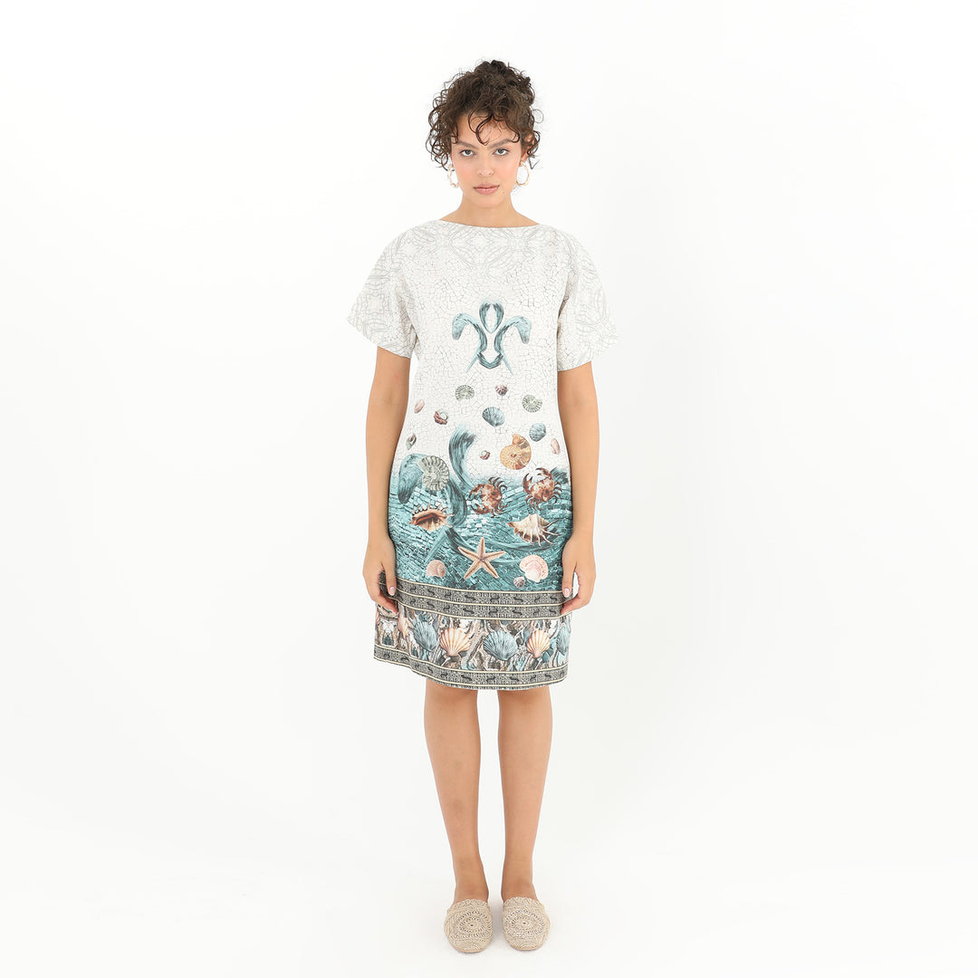 Coastal Print Casual Midi Dress - Chic and Comfortable