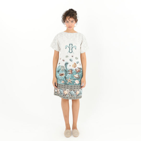 Coastal Print Casual Midi Dress - Chic and Comfortable