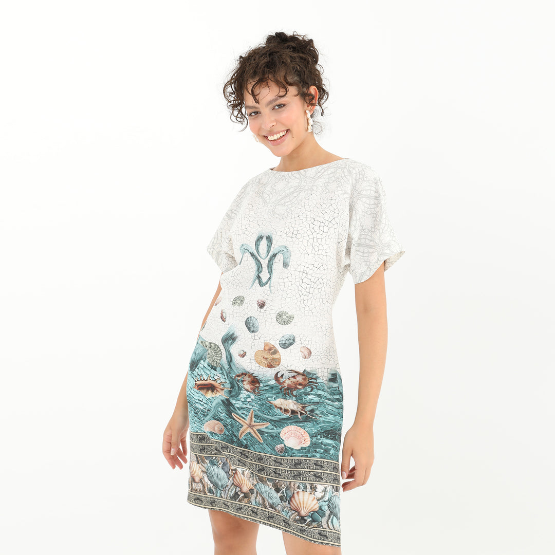 Coastal Print Casual Midi Dress 60871