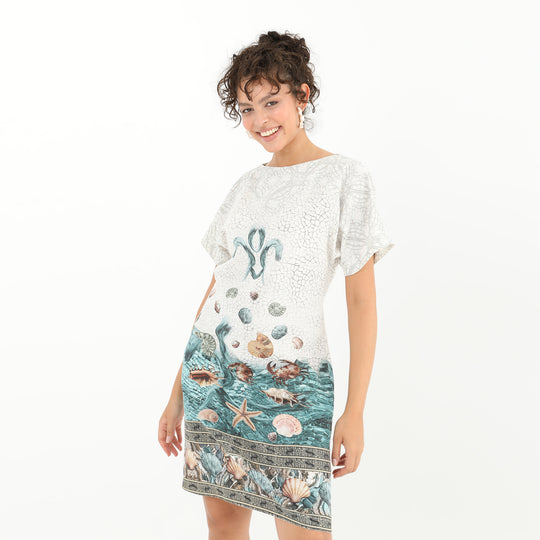 Coastal Print Casual Midi Dress 60871