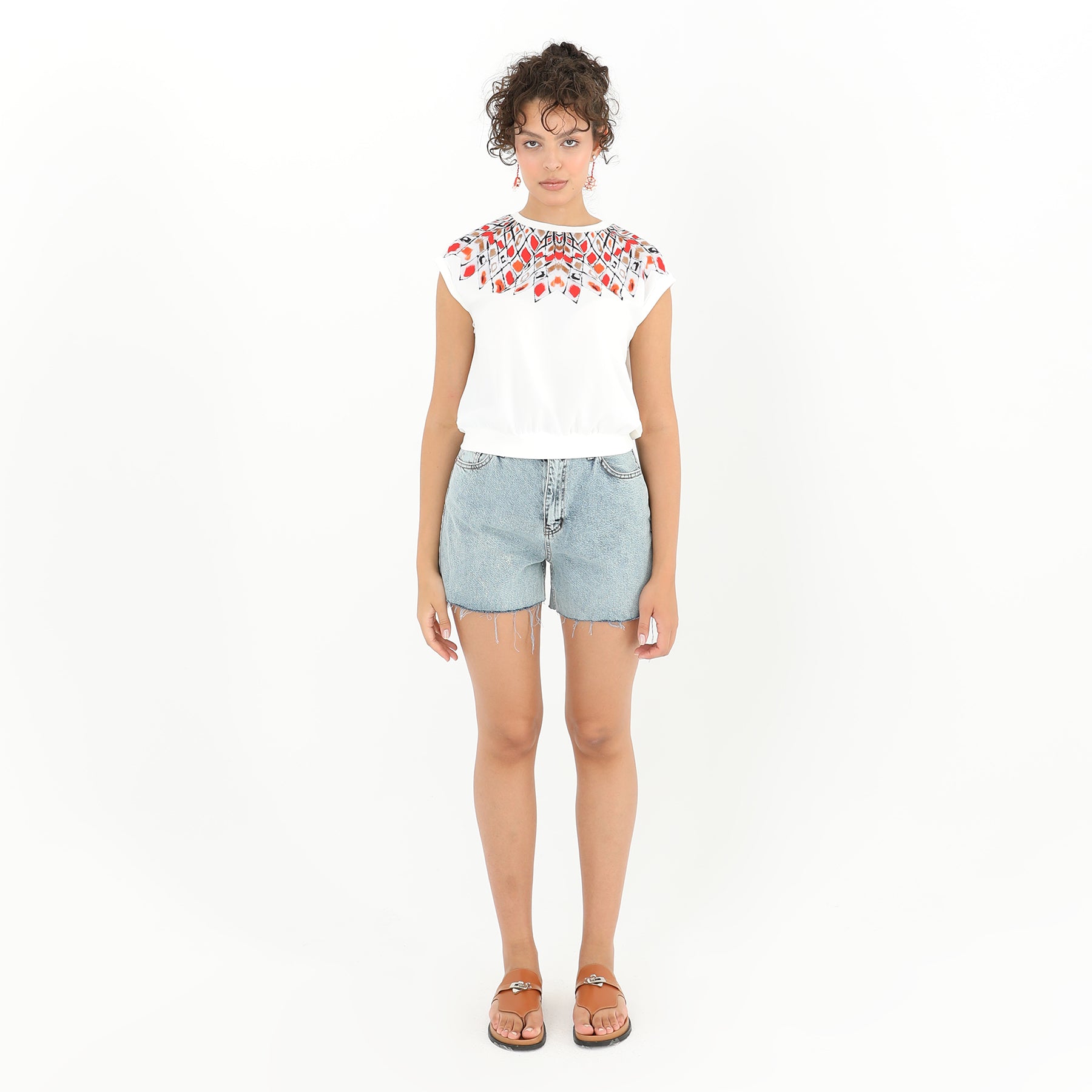 Banded Waist Graphic Tee - Trendy and Comfortable