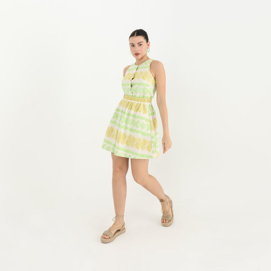 Elastic Waist Print Mini Skirt 60553