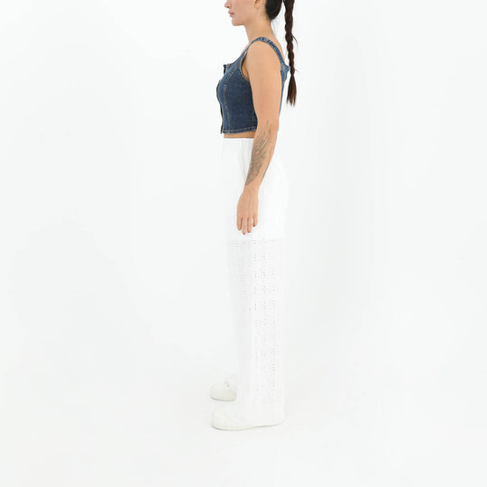 White Eyelet Straight Pants  60594