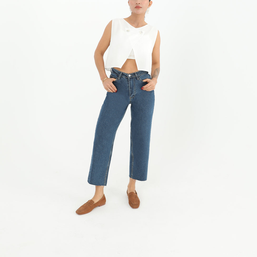 Sleeveless Cross Closure Crop Top 60633