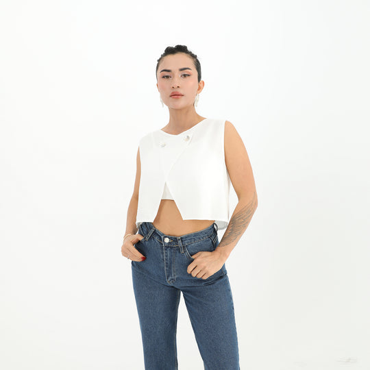 Sleeveless Cross Closure Crop Top 60633