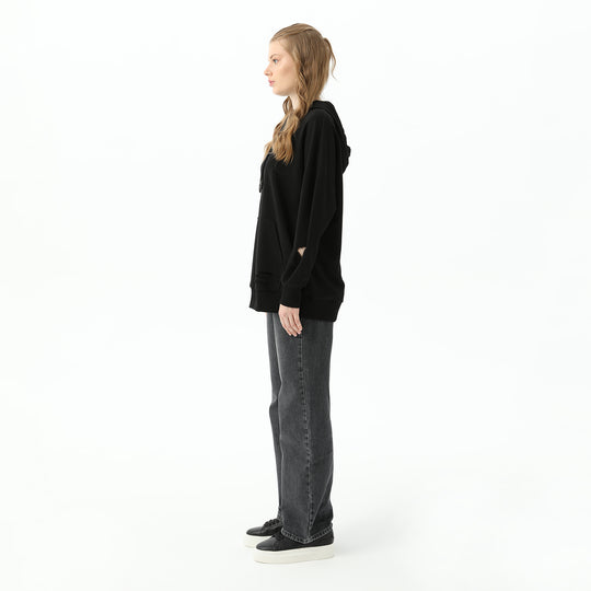 Cut Detailed Hooded Sweatshirt 31467