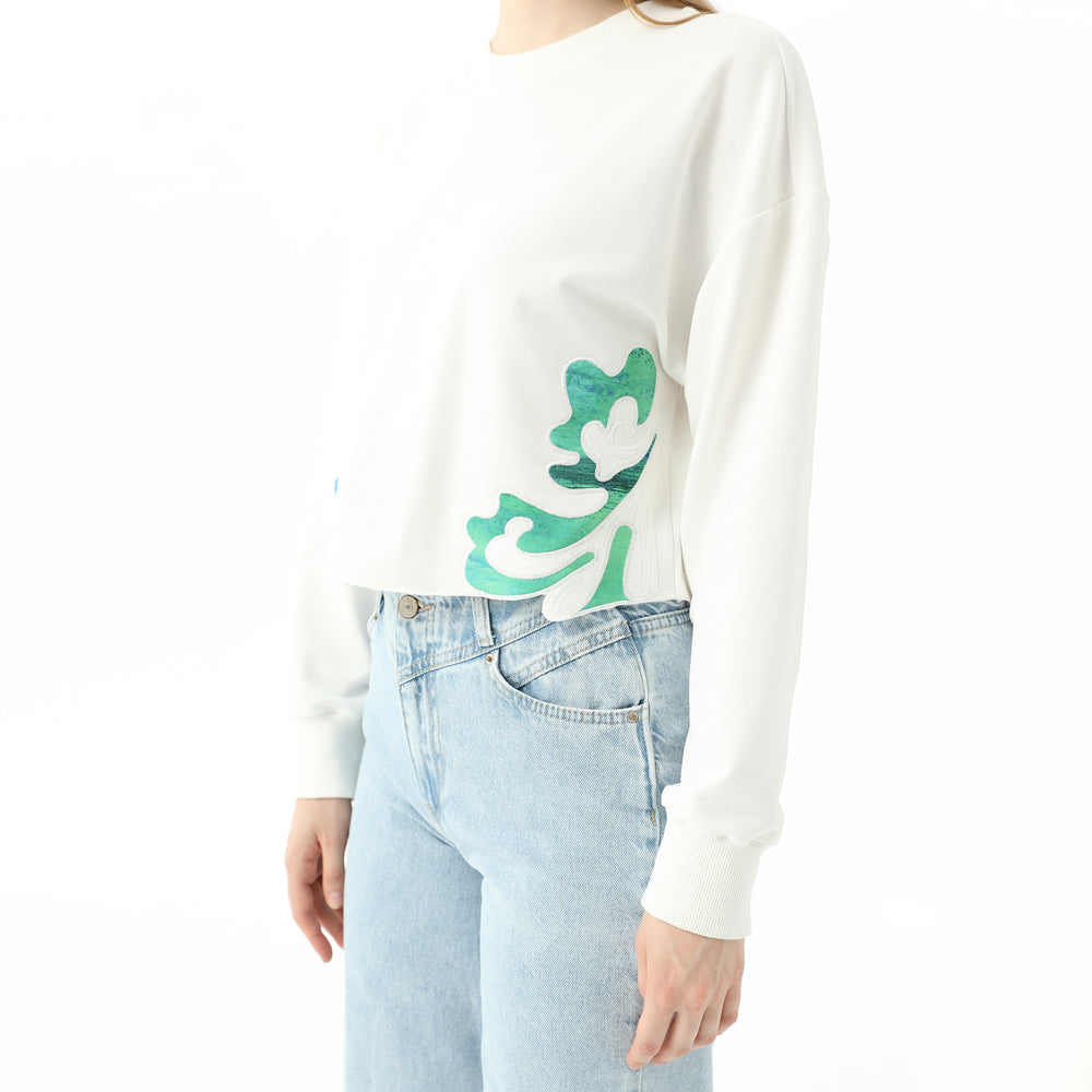 Patterned Embroidered Sweatshirt 31440