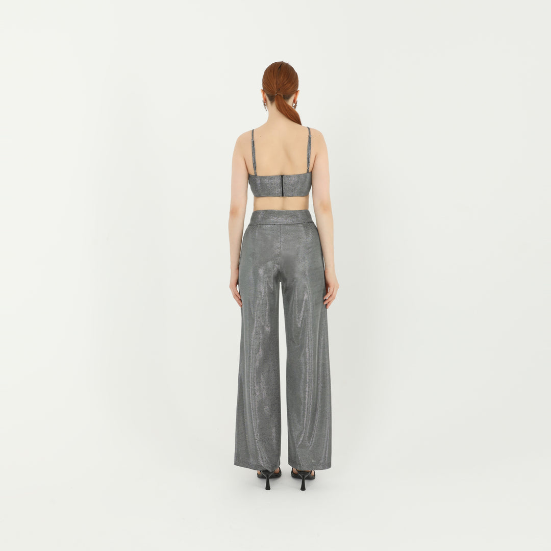 Square Neck Metallic Silver Bralette 60723