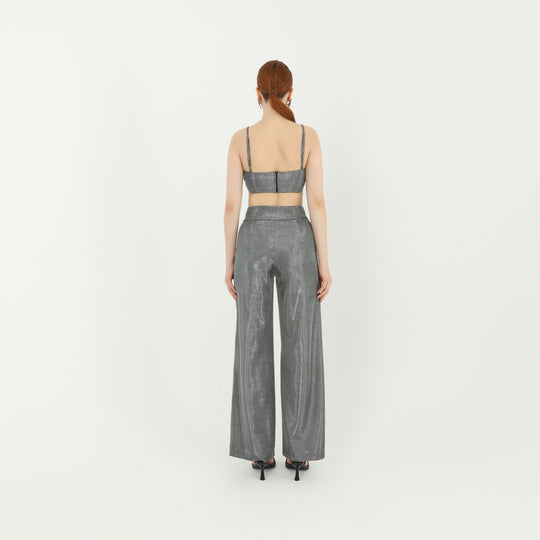 Square Neck Metallic Silver Bralette 60723