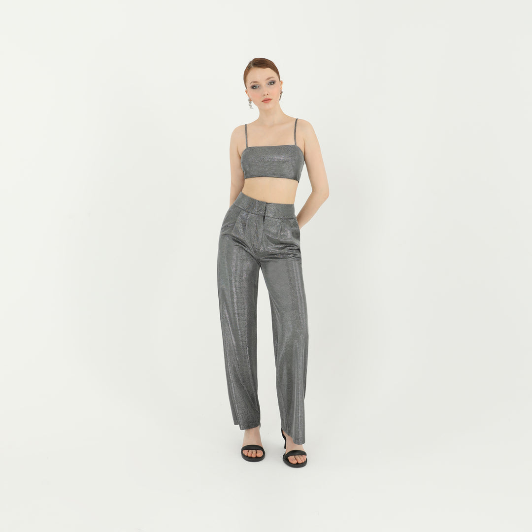 Square Neck Metallic Silver Bralette 60723