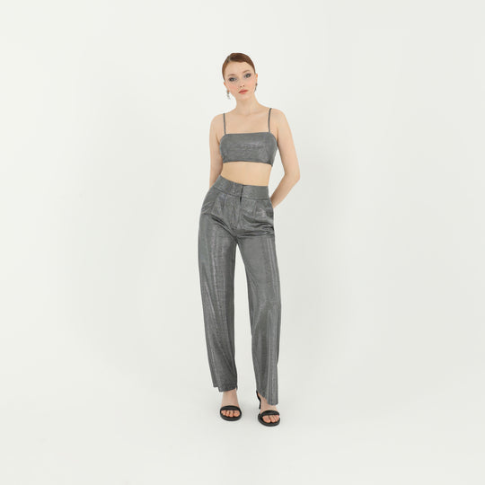 Square Neck Metallic Silver Bralette 60723