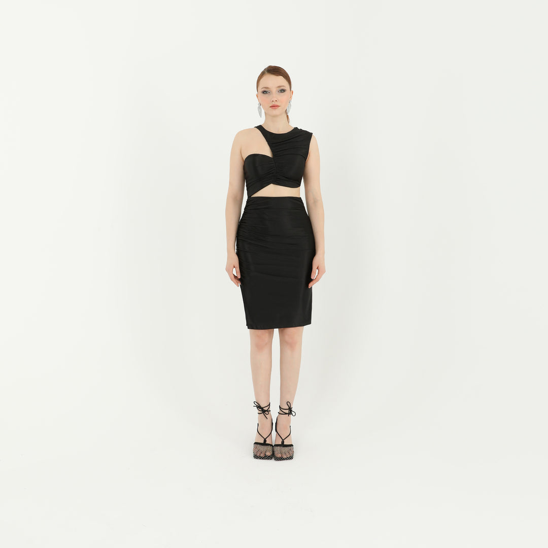 One Shoulder Cut Out Midi Dress 60702
