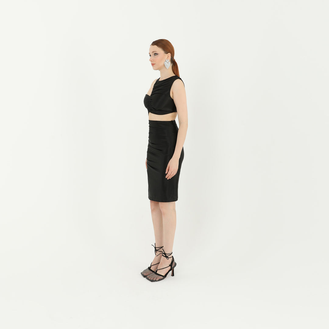 One Shoulder Cut Out Midi Dress 60702