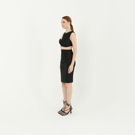 One Shoulder Cut Out Midi Dress 60702