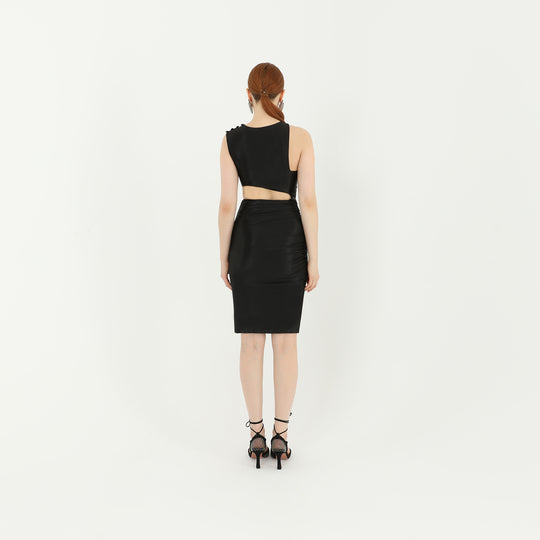 One Shoulder Cut Out Midi Dress 60702
