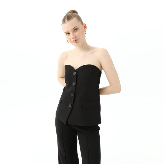 Strapless Heart Collar Blouse 31511