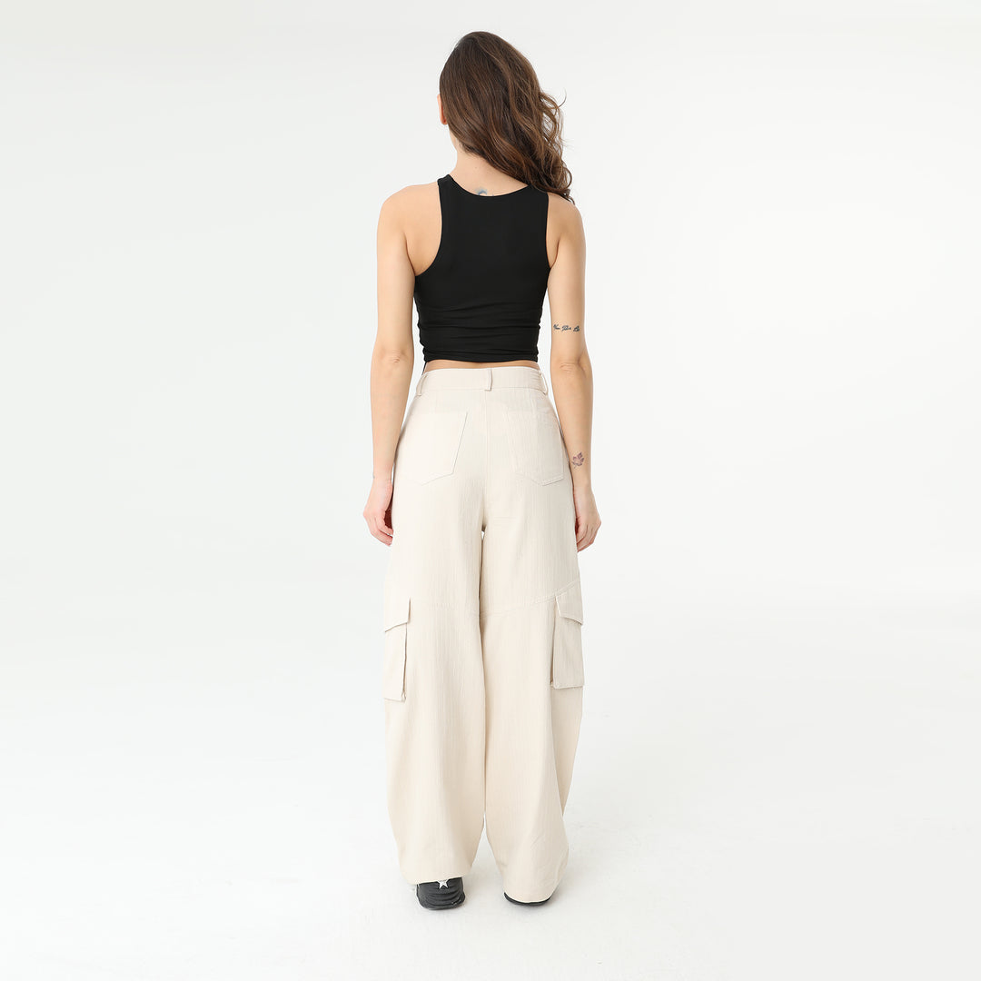 Asymmetric Collar Waisloom Decolar Crop Top 31123