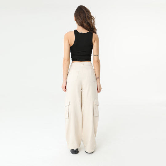Asymmetric Collar Waisloom Decolar Crop Top 31123