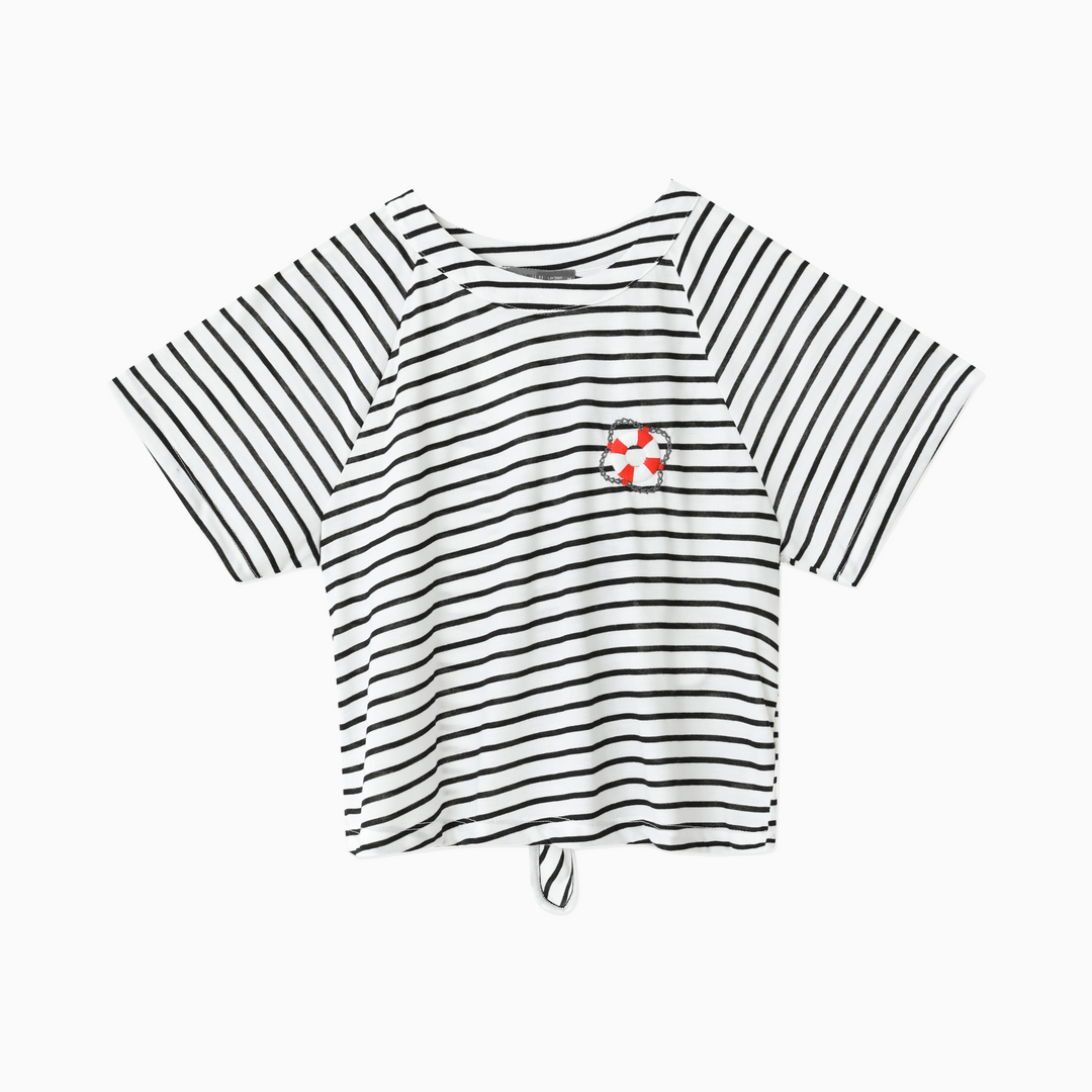 Knitted Detail Cotton T-Shirt 31274