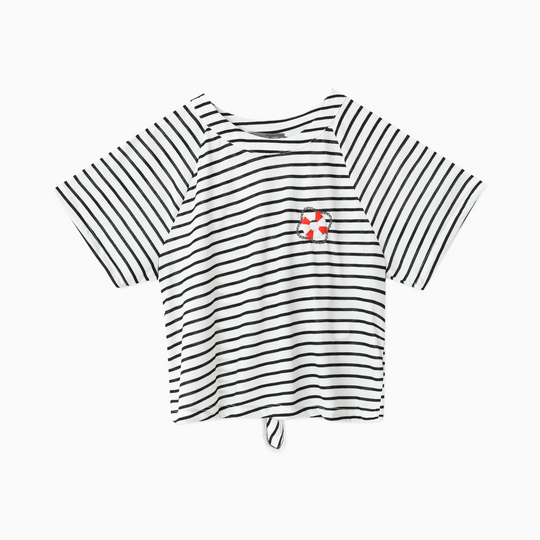 Knitted Detail Cotton T-Shirt 31274