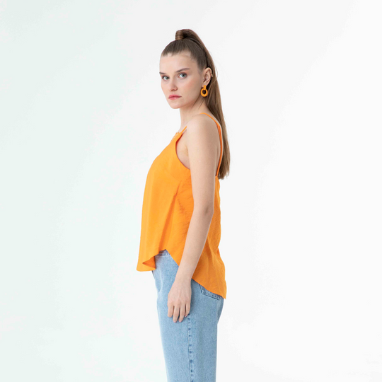 Front Lace Detailed Thin Strap Blouse 60187