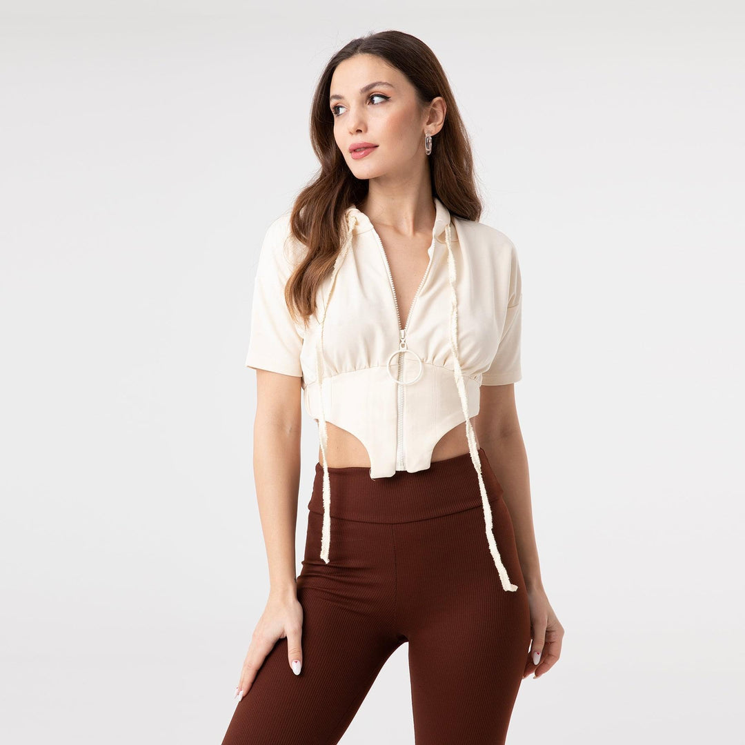 Asymmetric Hem Detailed Hoodie 31172