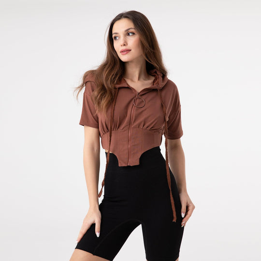 Asymmetric Hem Detailed Hoodie 31172