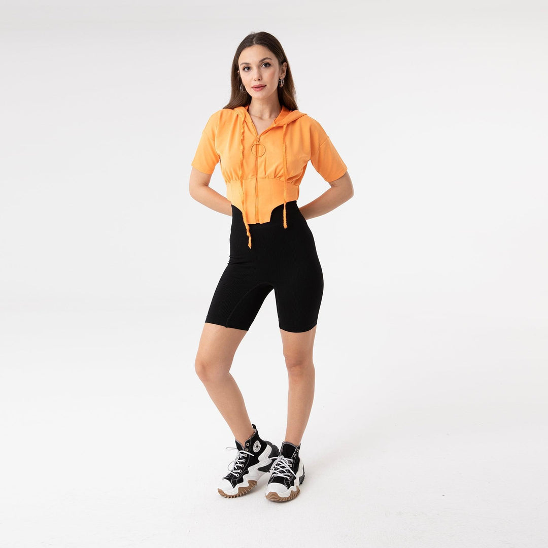 Asymmetric Hem Detailed Hoodie 31172