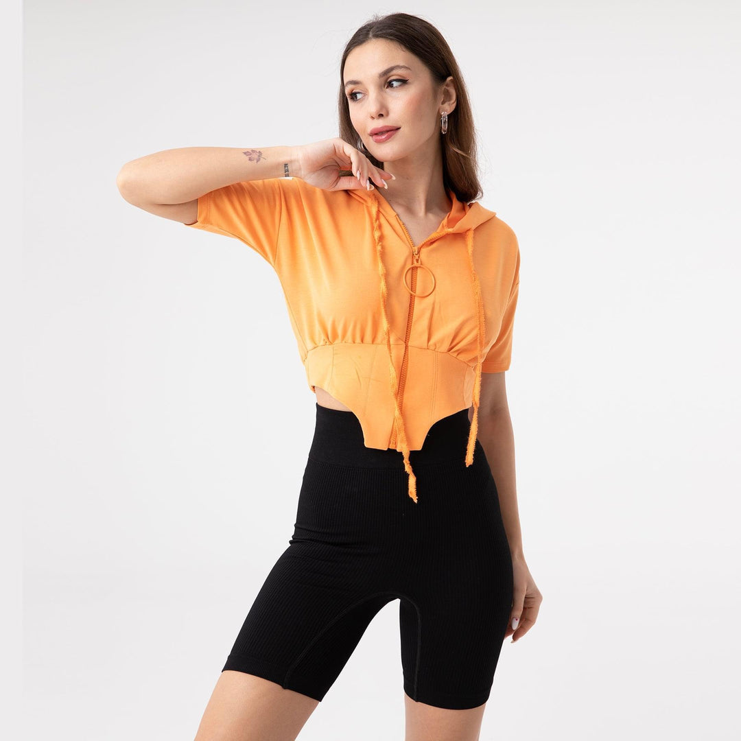 Asymmetric Hem Detailed Hoodie 31172
