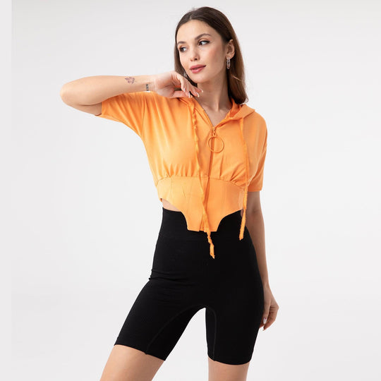 Asymmetric Hem Detailed Hoodie 31172