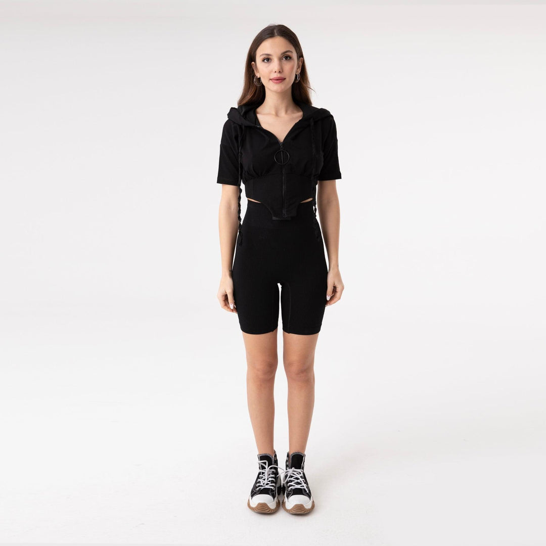 Asymmetric Hem Detailed Hoodie 31172