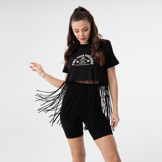 Embroidery Fringe Trim T-shirt 31156