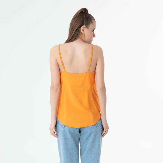 Front Lace Detailed Thin Strap Blouse 60187