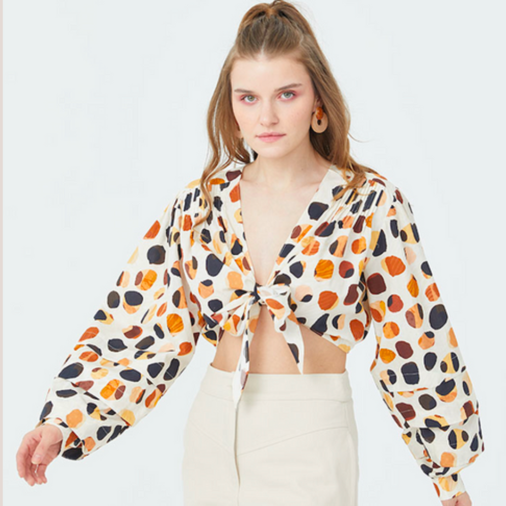 Leopard Print Front Tie Crop Top 60238