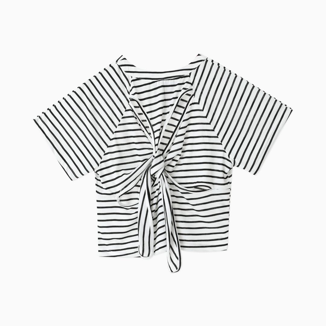 Knitted Detail Cotton T-Shirt 31274