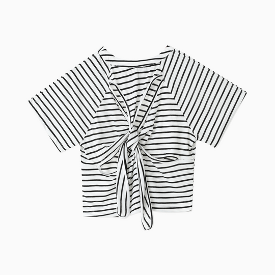 Knitted Detail Cotton T-Shirt 31274