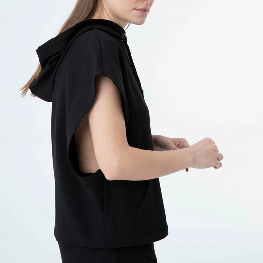 Hooded Low Short Sleeve Sweatshirt 60189