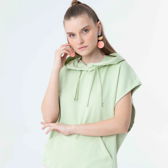 Hooded Low Short Sleeve Sweatshirt 60189
